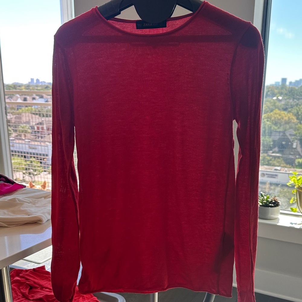 Zara Vibrant Red Long Sleeve Shirt